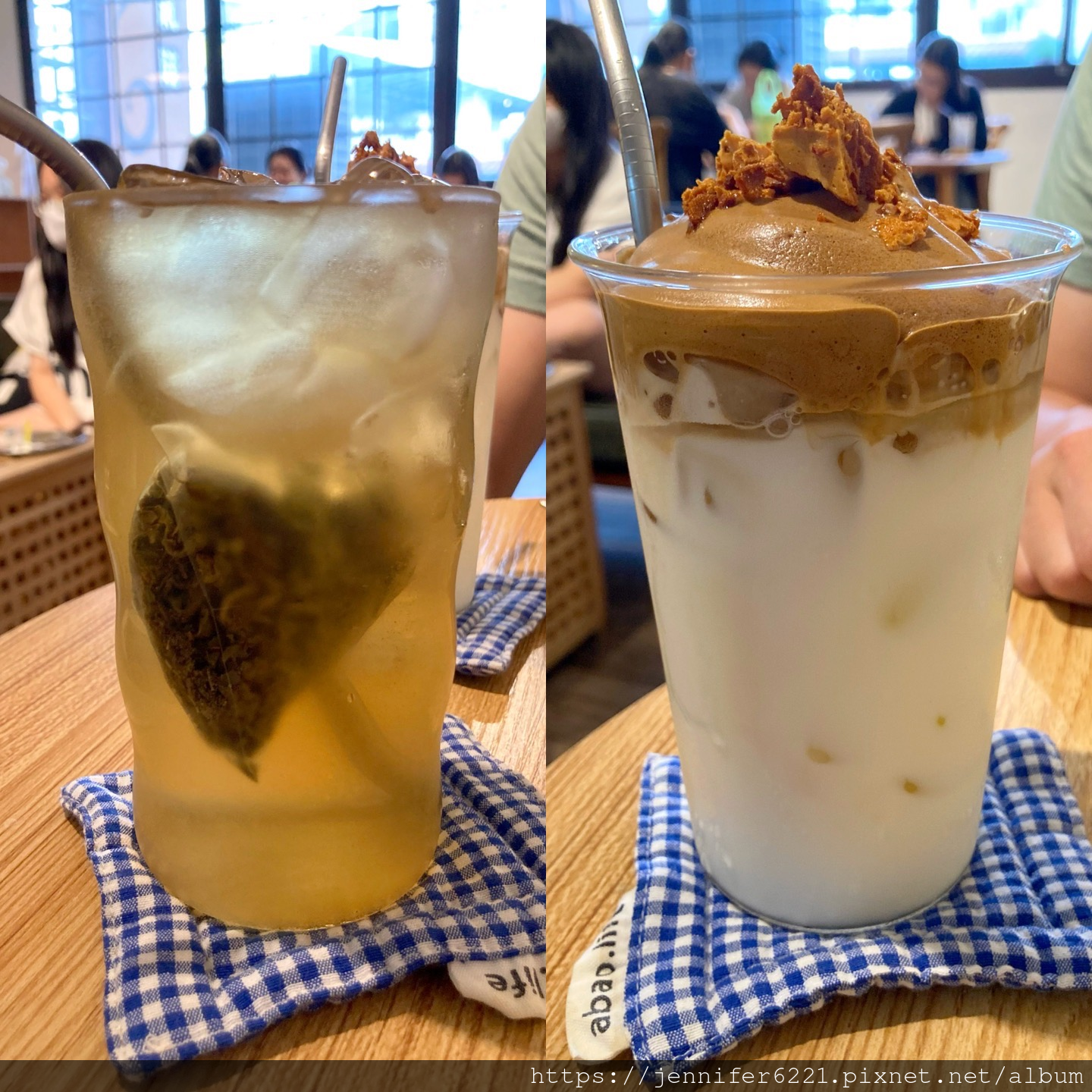 兩杯飲品並排